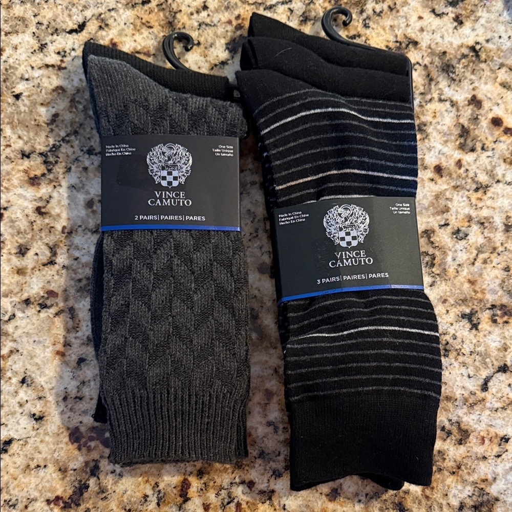 Vince Camuto Men's Charcoal and Black Patterned Socks